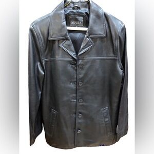 NWOT Adler Collection 100% New Zealand leather black button front jacket Sz S